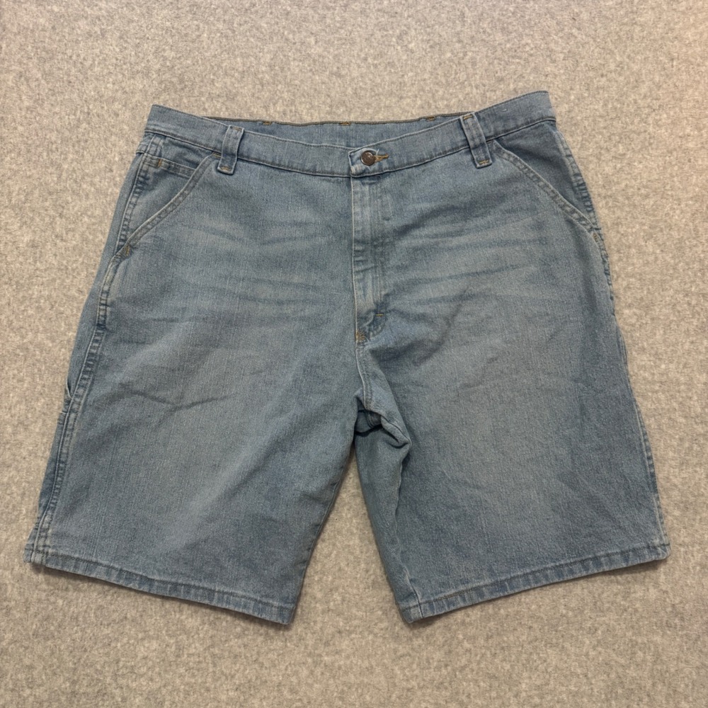 Wrangler Mens Blue Denim Carpenter Shorts Jorts Size 38